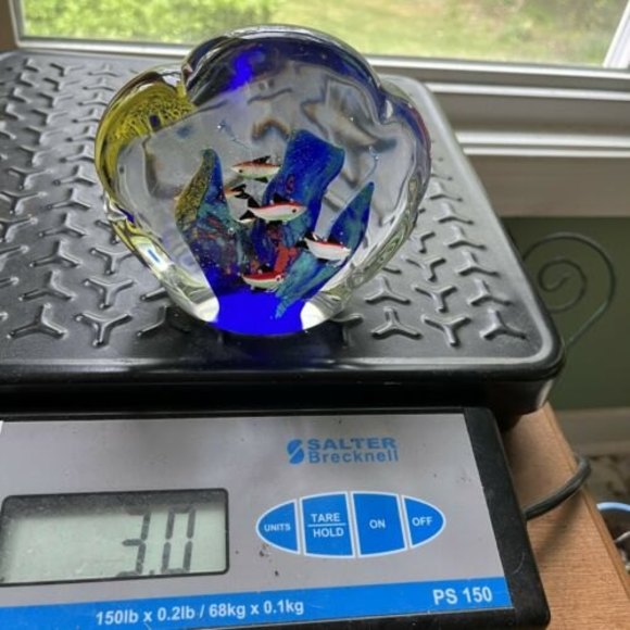 Vintage Murano Style Glass Shell Aquarium Paperweight with Fish 5” 3 Lbs - Picture 8 of 8